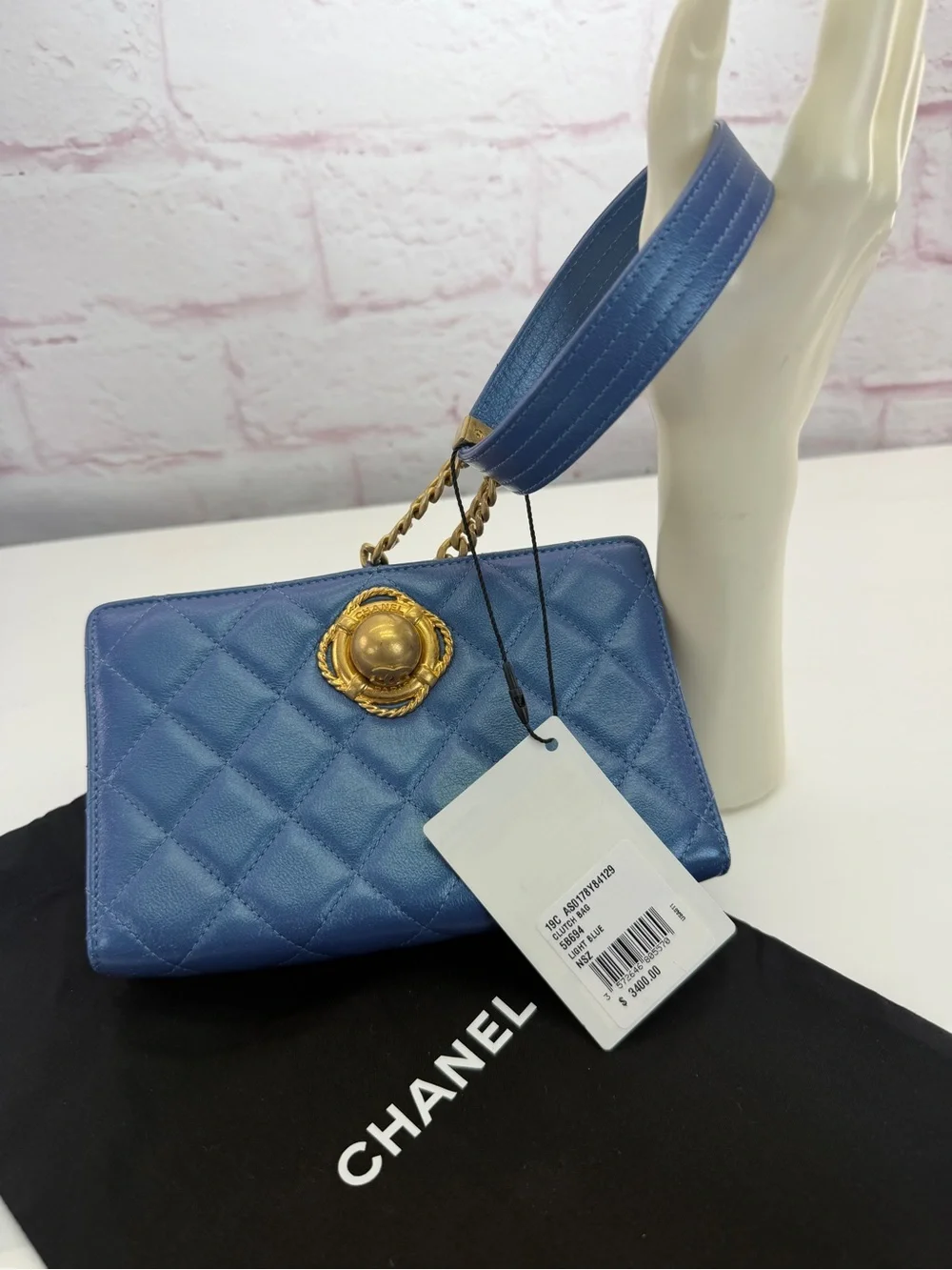 Chanel Evening by the Sea Blue Quilted Clutch Bag